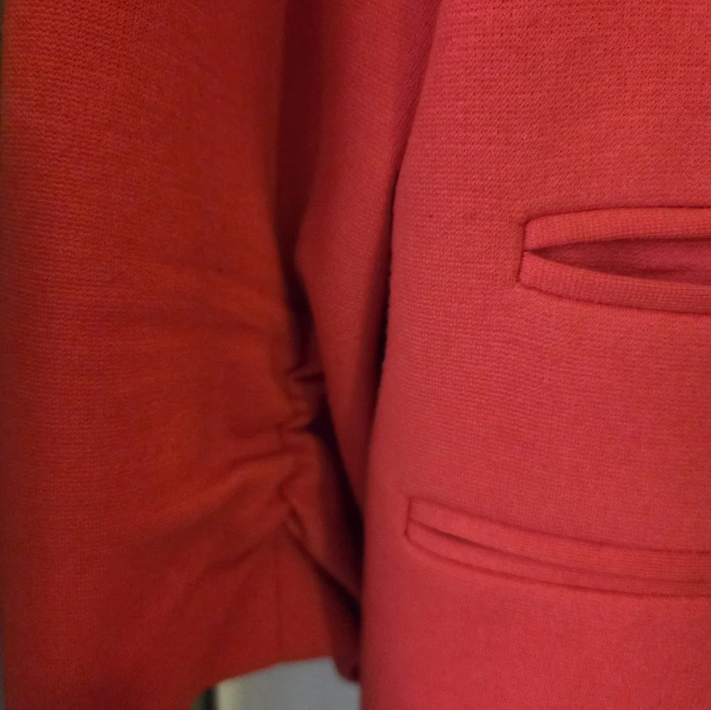 Nine West Bright Poppy Red/Orange Women's Brass Button Blazer - Picture 5 of 13